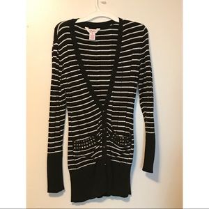 Black and white striped cardigan